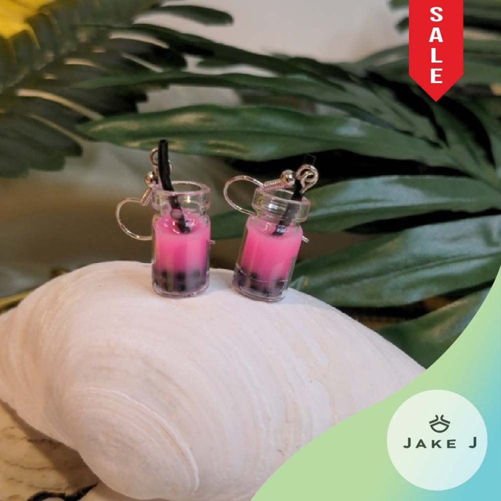 🍑 Taro Flavor Milk Tea Boba Women Earrings One Size A-043
